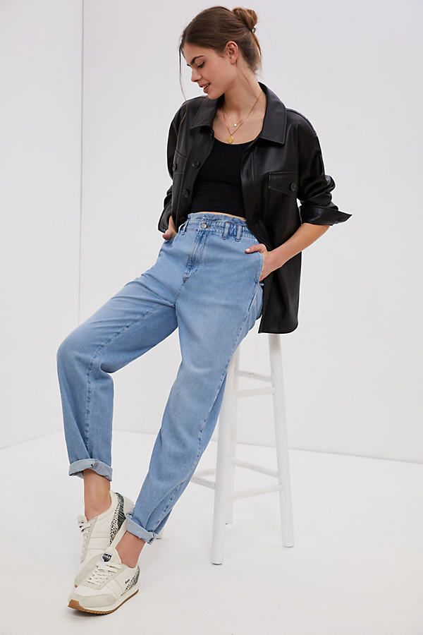 Pilcro The Paperbag Boyfriend Jeans By Pilcro and the Letterpress in Blue Size 24 P | Anthropologie (US)