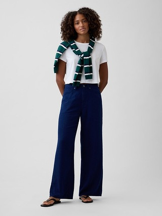 Mid Rise Linen-Blend Wide-Leg Pants | Gap Factory