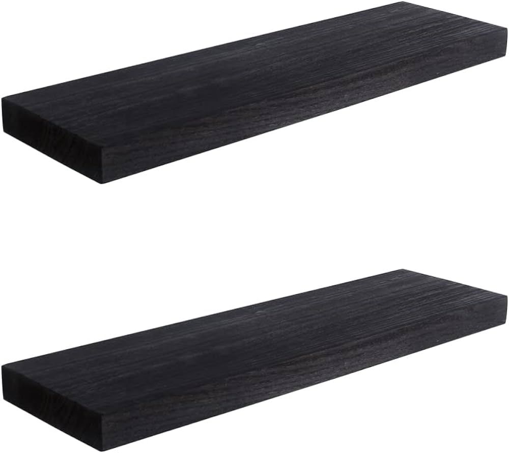 Jairs Solid Wood Floating Shelf- 24" x 7" x 1.5"- 2 Pack (Ebonized) (Black) | Amazon (CA)