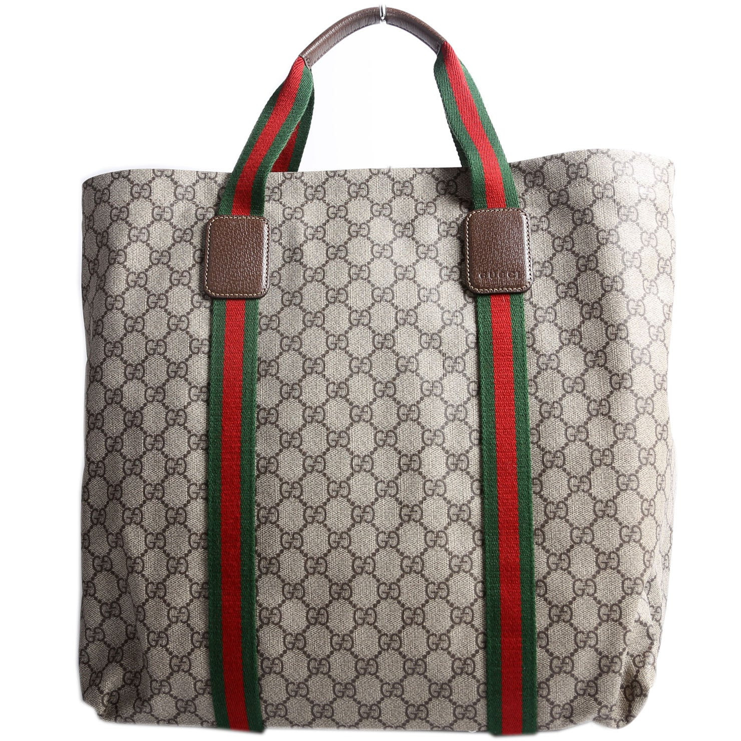 763287 GG Supreme Web Tote Large Brown | Keeks Designer Handbags