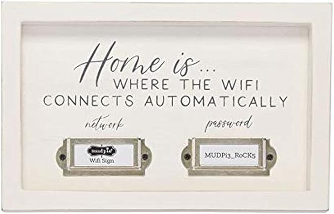 Mud Pie Home WiFi Plaque, 8" x 5", White | Amazon (US)