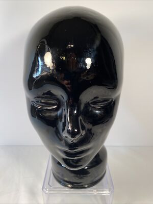 Vintage Pier 1 Black Art Glass Mannequin Head Bust Wig Hat Display | eBay US
