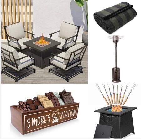 Patio decor, outdoor furniture set with Firepit table, family s’mores time
Home entertaining 

#LTKSeasonal #LTKfamily #LTKhome