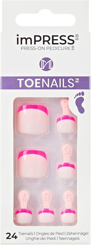 KISS imPRESS Color No Glue Pedi Press-On Toenails, Includes 24 Nails, Prep Pad, 1 Manicure Stick,... | Amazon (US)