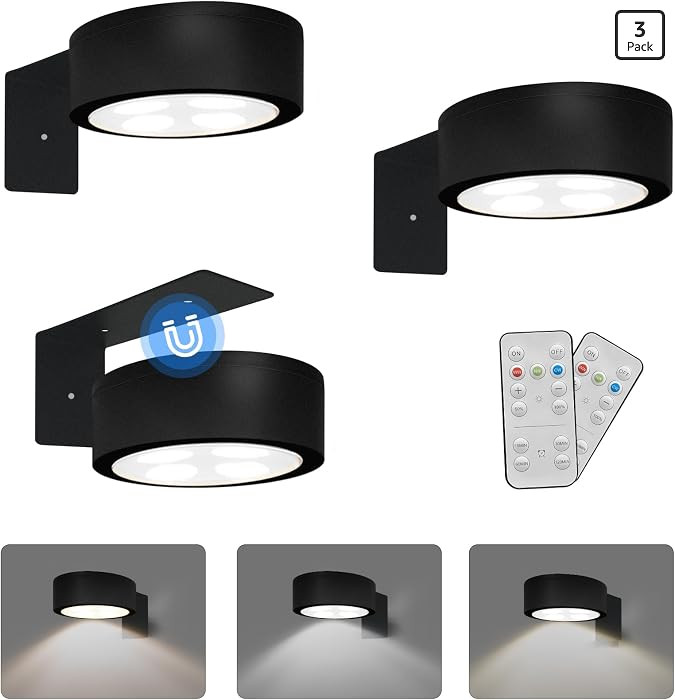 3-Pack Battery Operated Picture Light Magnetic Painting Light with 3 Lighting Modes,Remote and Di... | Amazon (US)