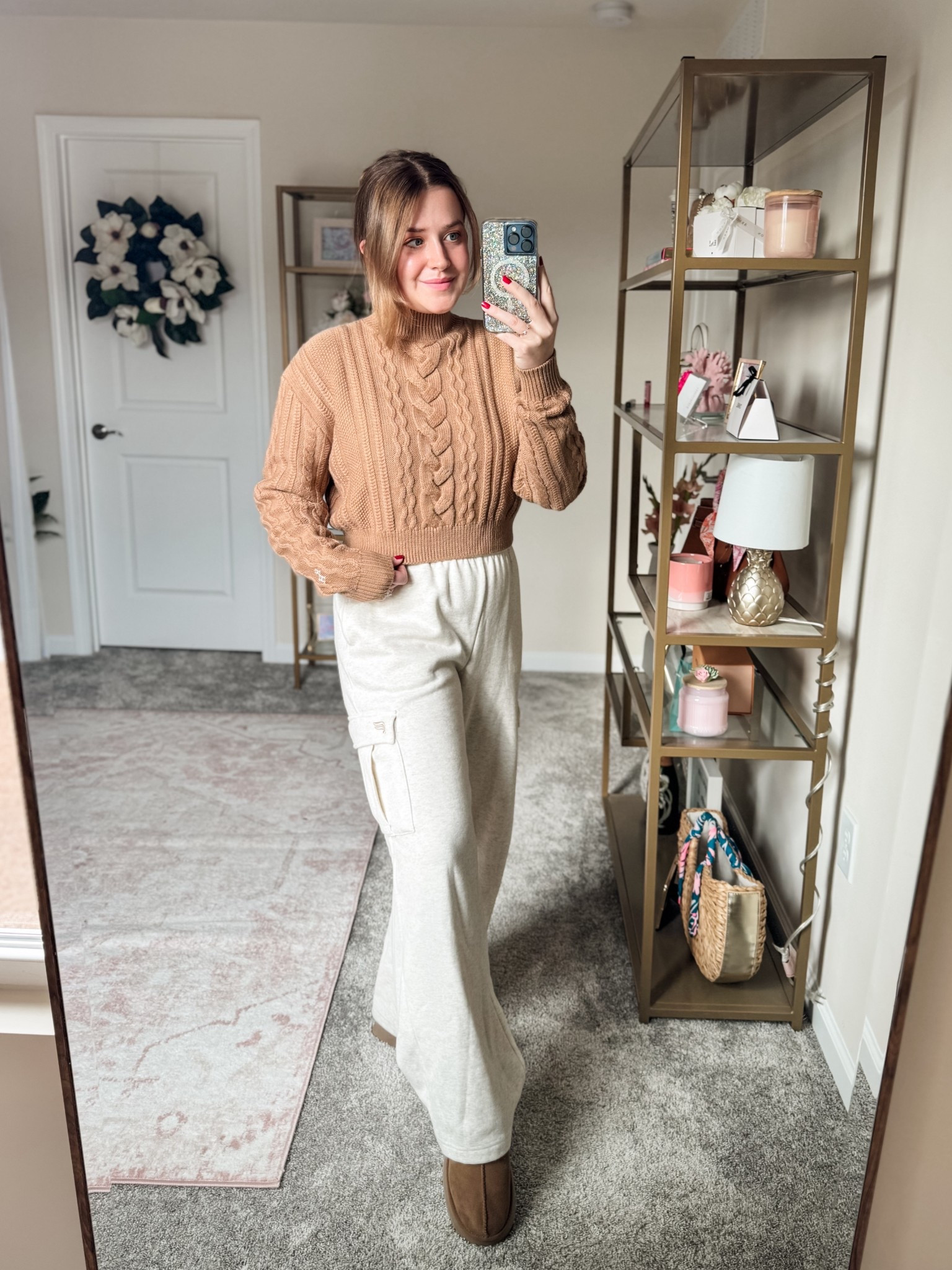 Easy neutral outfit of this help me feel put together, but are also super practical for being a mom. I love this cropped sweater and how it pairs with these neutral sweatpants to create a more put together outfit for running errands.

#LTKFindsUnder50 #LTKootd #LTKSeasonal