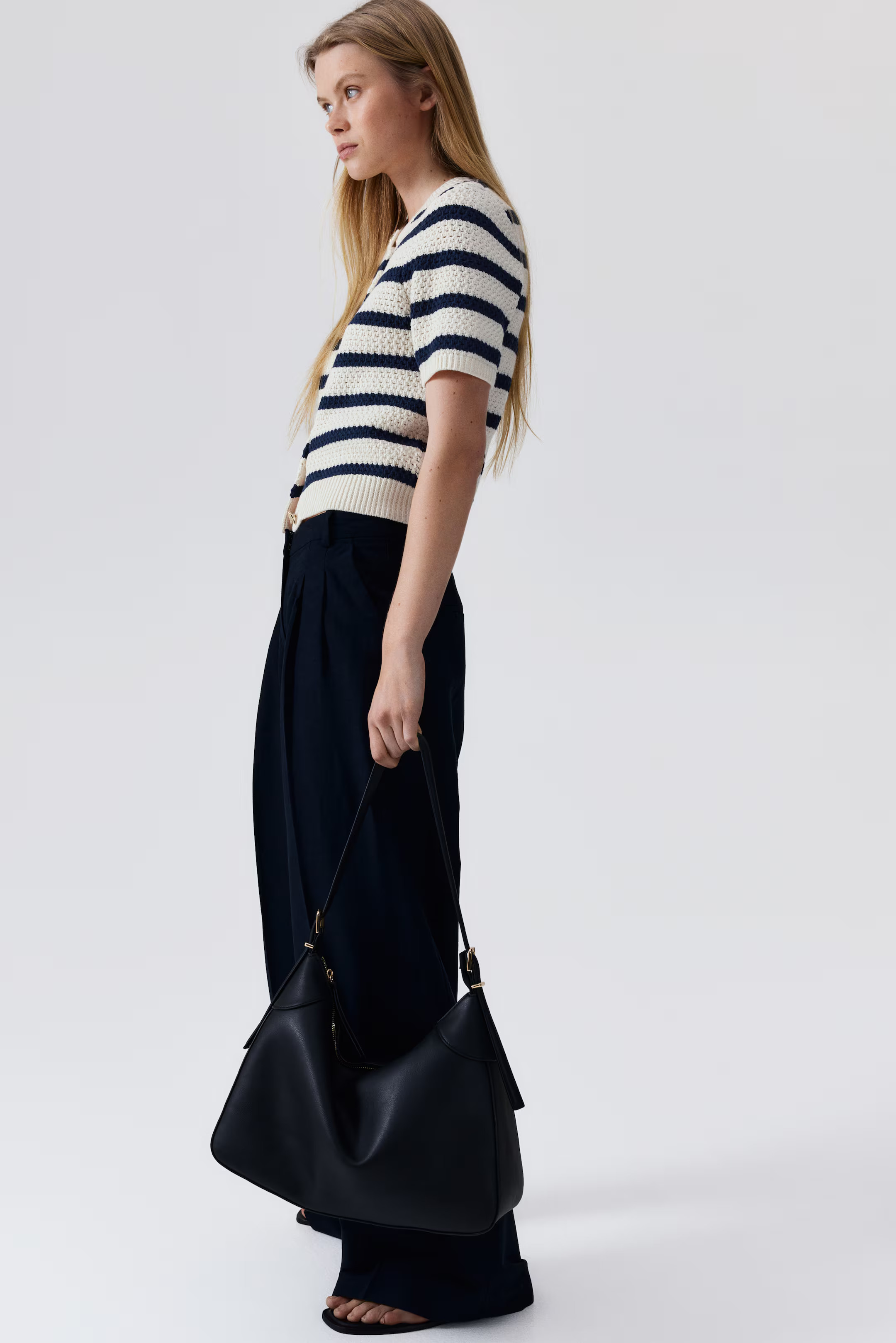 Cardigan in Strukturstrick - Cremefarben/Gestreift - Ladies | H&M DE | H&M (DE, AT, CH, NL, FI)