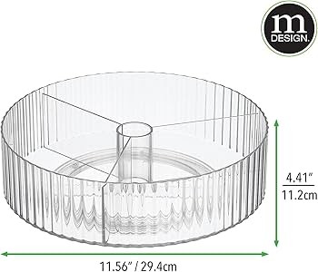 mDesign Fluted Lazy Susan Turntable Divided Spinner for for Kitchen and Bathroom Cabinet, Cupboar... | Amazon (US)