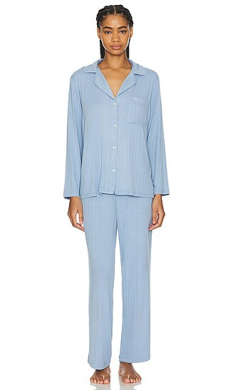 Gisele Rib Long PJ Set in Wedgewood Blue | Revolve Clothing (Global)