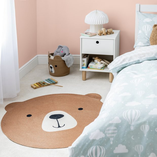 Buy Habitat Kids Teddy Bear Round Brown Flatweave Rug - 100cm | Rugs | Habitat | Habitat UK