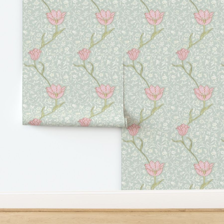 William Morris Medway Garden Tulips Lt Palette | Spoonflower