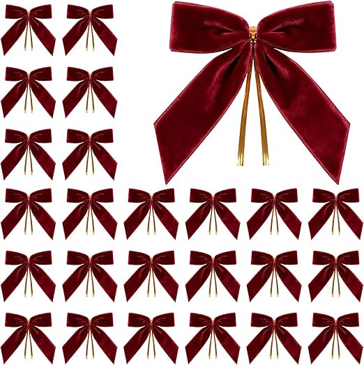 Artmag 24 Pcs Velvet Christmas Bows for Christmas Tree, Wreath, Garland, Gift Wrapping, Crafts, W... | Amazon (CA)