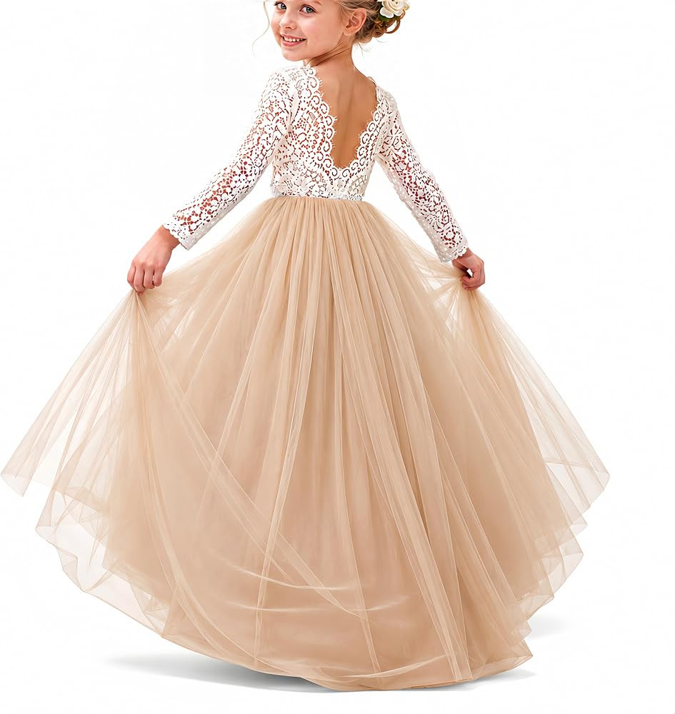 Topmaker Flower Girl Dress for Toddler Baby Girls,Lace Tulle Dress for Wedding,Birthday Party,Pho... | Amazon (US)