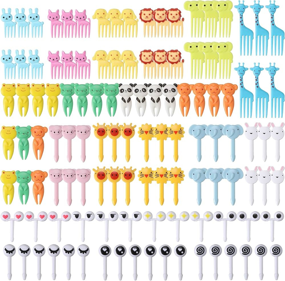 120 Pieces Animal Food Picks for Kids Cartoon Animal Bento Picks Bento Box Fruit Picks Mini Fork ... | Amazon (US)