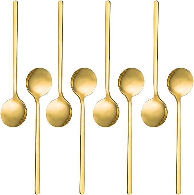 Pack of 8, Gold Plated Stainless Steel Espresso Spoons, findTop Mini Teaspoons Set for Coffee Sug... | Amazon (US)