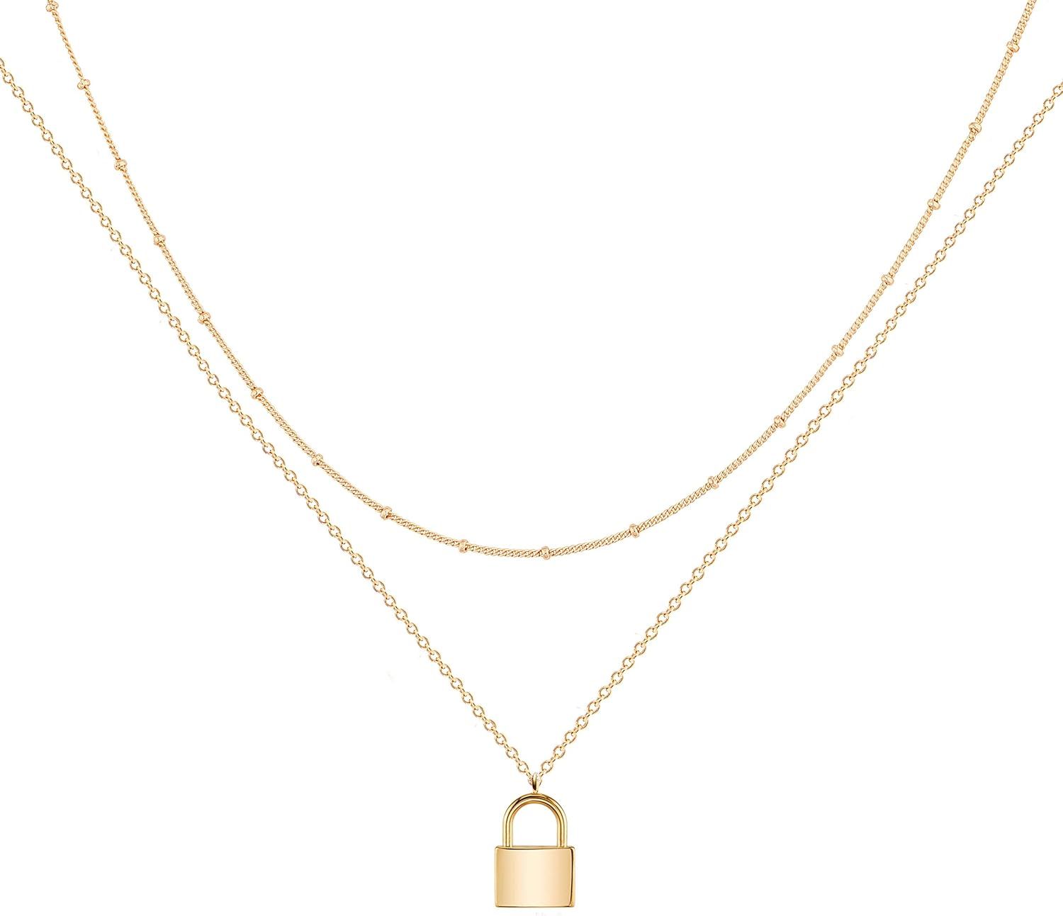 Mevecco Layered Heart Necklace Pendant Handmade 18k Gold Plated Dainty Gold Choker Arrow Bar Laye... | Amazon (US)