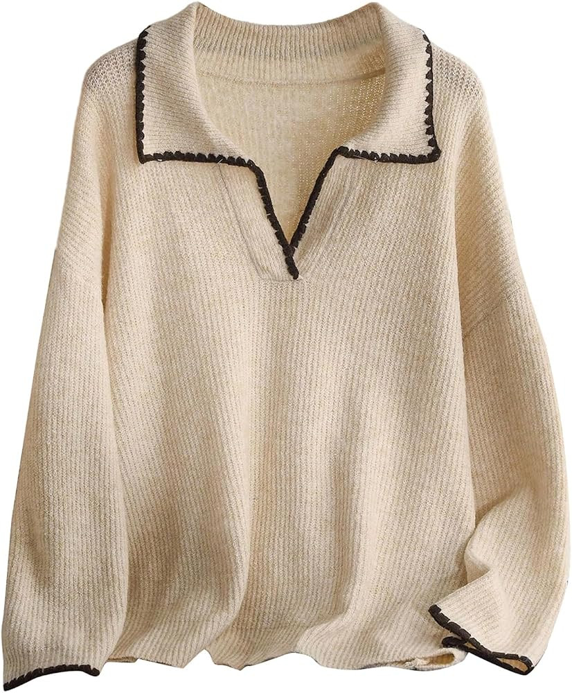 Verdusa Women's Plus Size Sweaters Oversized Pullover Knit Top Fall Clothes | Amazon (US)