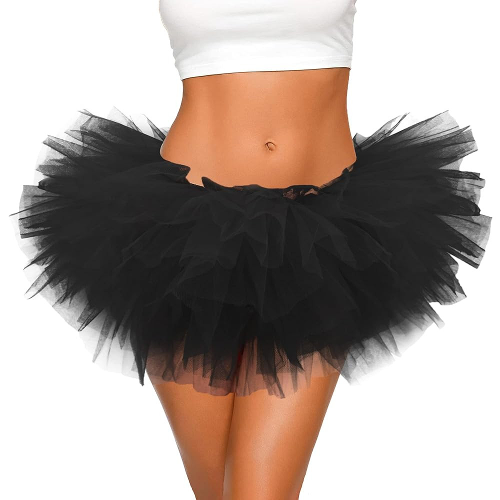 Tutu for Women Adults - 5-Layer Tulle Skirts 80s Outfit for Women - Puffy Adult Tutus - Halloween... | Amazon (US)