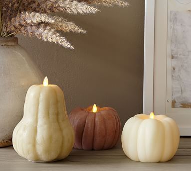 Premium Flickering Flameless Wax Pumpkin Candle | Pottery Barn (US)