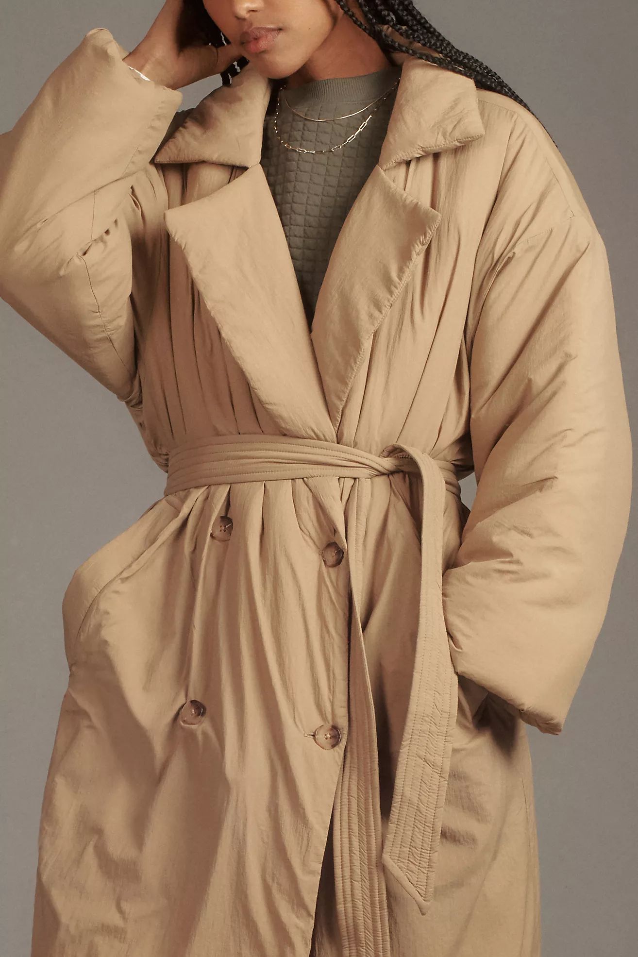 Good American Oversized Puffer Trench Coat | Anthropologie (US)