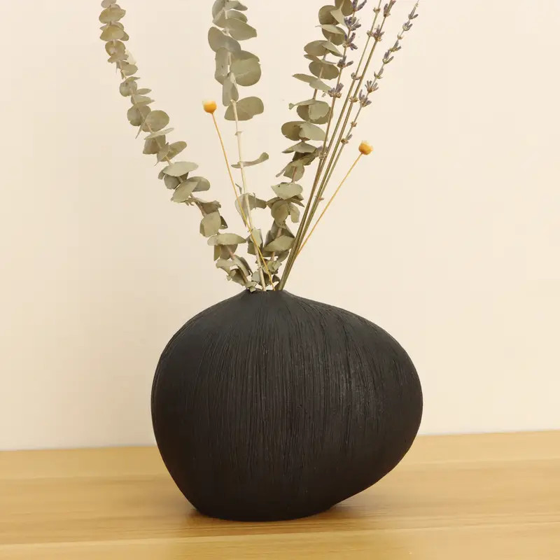 Modern Minimalist Flower Vase Handmade Striped Black White - Temu Canada | Temu Affiliate Program