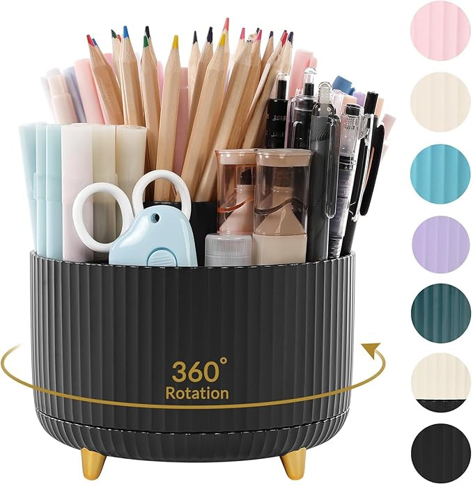 SKYDUE 360 Degree Rotating Desk Organizer, Dual-Purpose Pencil Pen Holder for Desktop, Rotating D... | Amazon (US)