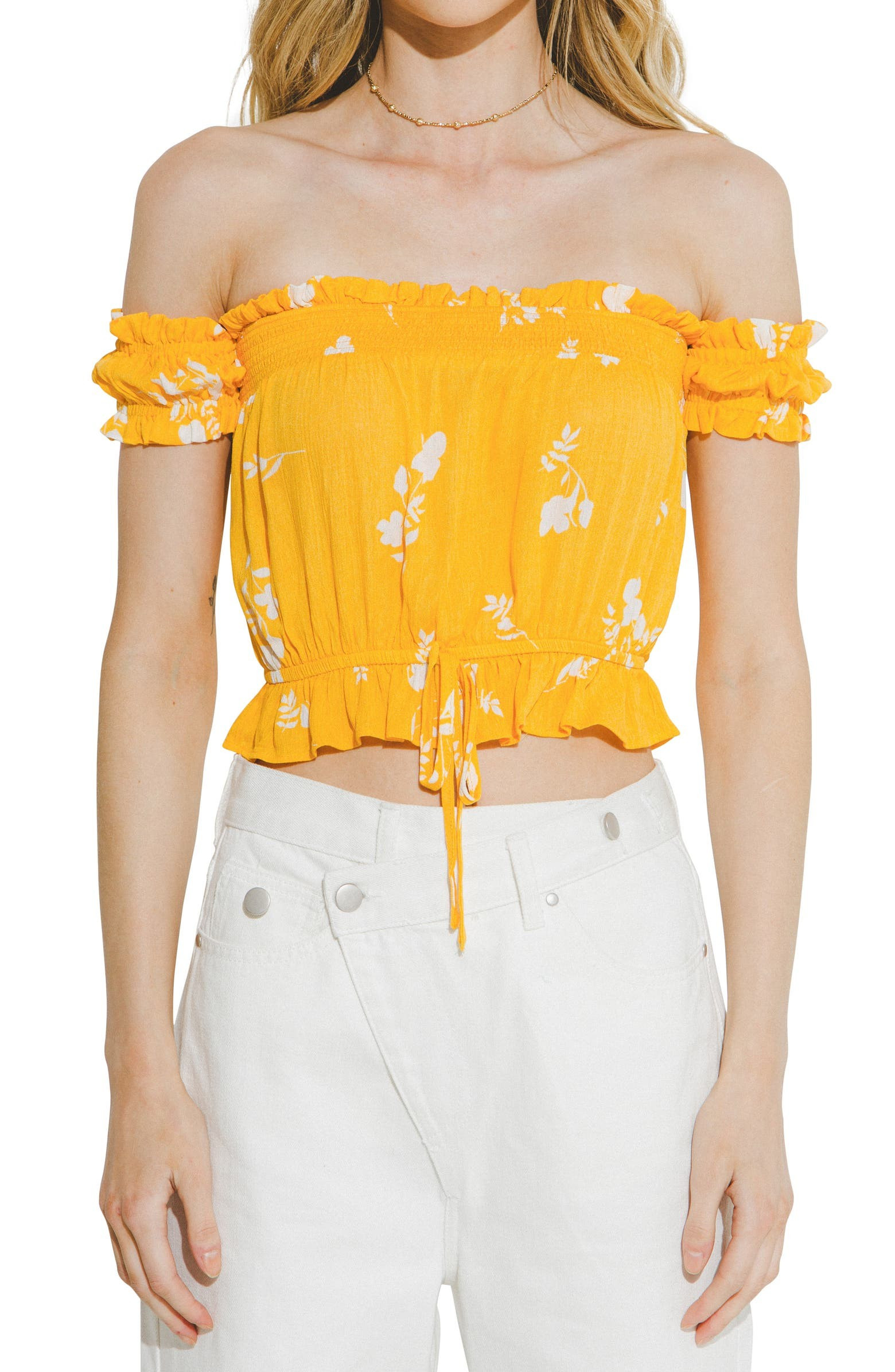 Floral Print Off the Shoulder Crop Top | Nordstrom | Nordstrom