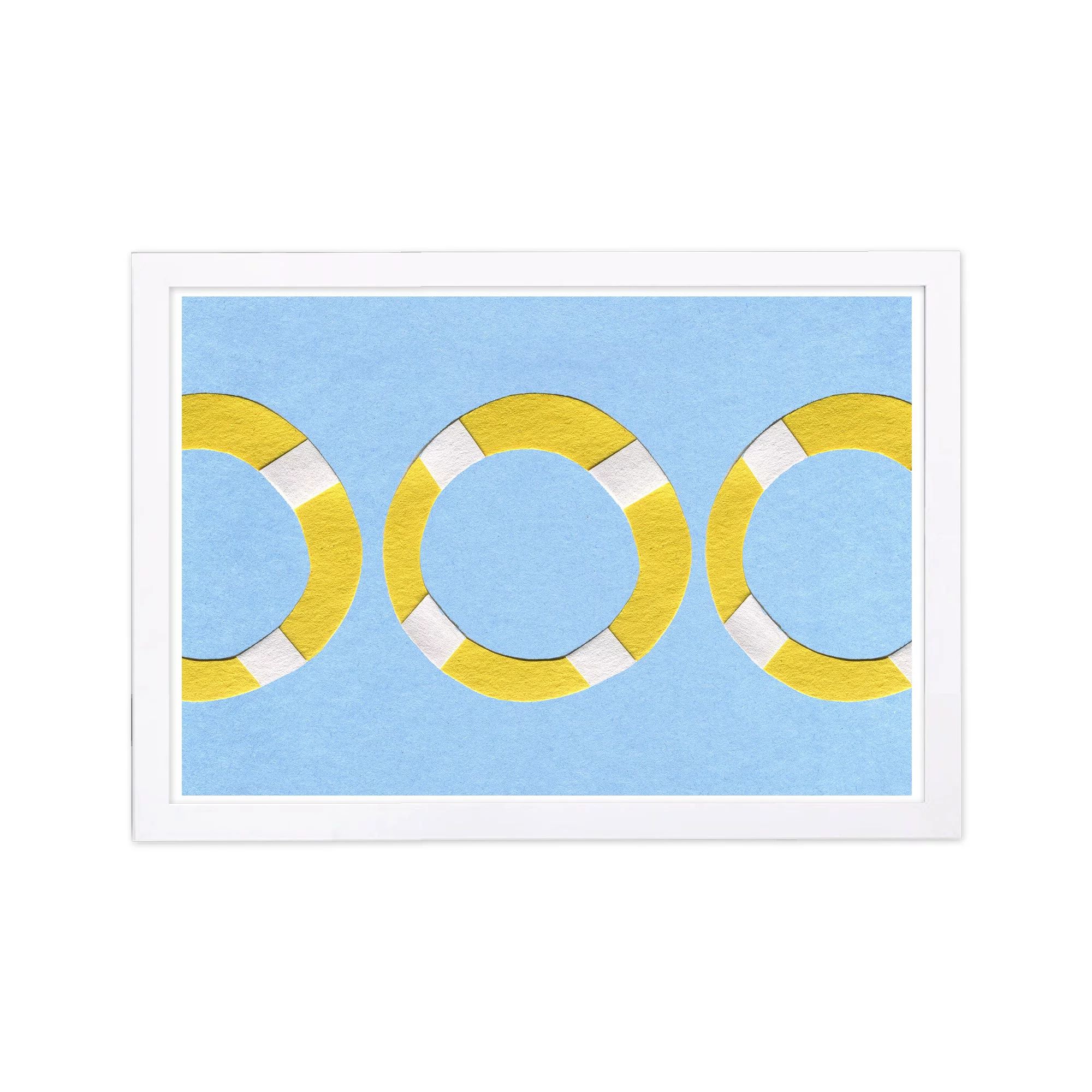 Wynwood Studio 'Lifesaver Pattern' Nautical and Coastal Framed Wall Art Print - Blue, Yellow | Walmart (US)