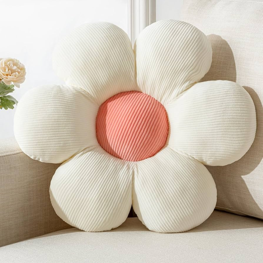 Flower Shaped Throw Pillow - White Flower Plush Throw Pillow for Floor Seating Cushions | Amazon (US)