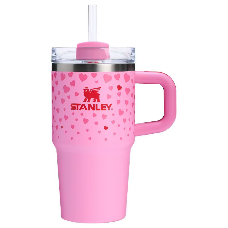 Stanley 20 oz Stainless Steel H2.0 Flowstate Quencher Tumbler with handle Ruby Hearts | Target