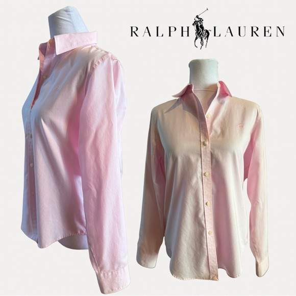 Lauren Ralph Lauren Non Iron Pink Button Down Long Sleeve top medium Valentine’s | Poshmark