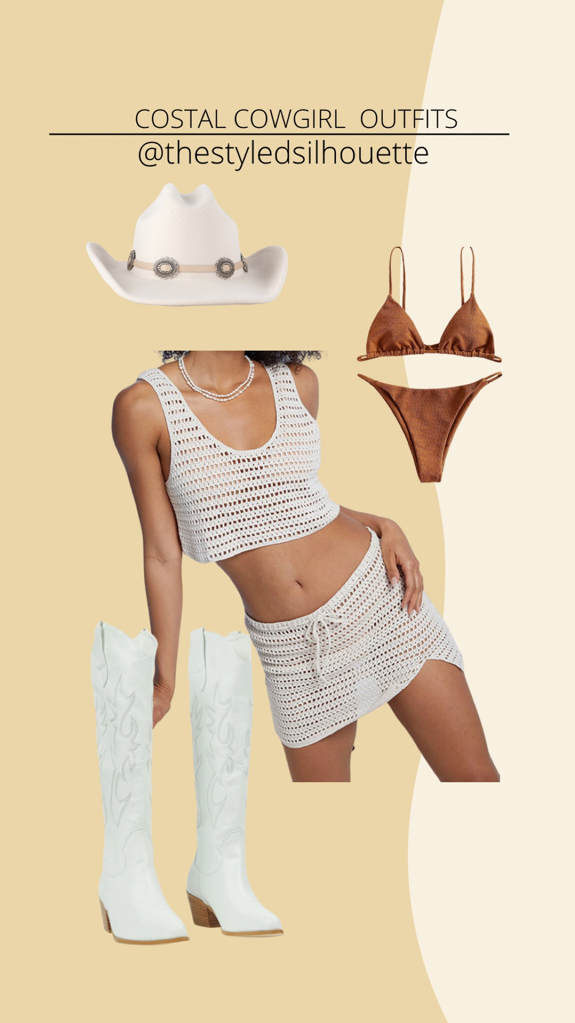 Costal cowgirl/// crotchet set// white boots// cowgirl hat// tan bikini// 

#LTKsalealert #LTKSeasonal #LTKstyletip