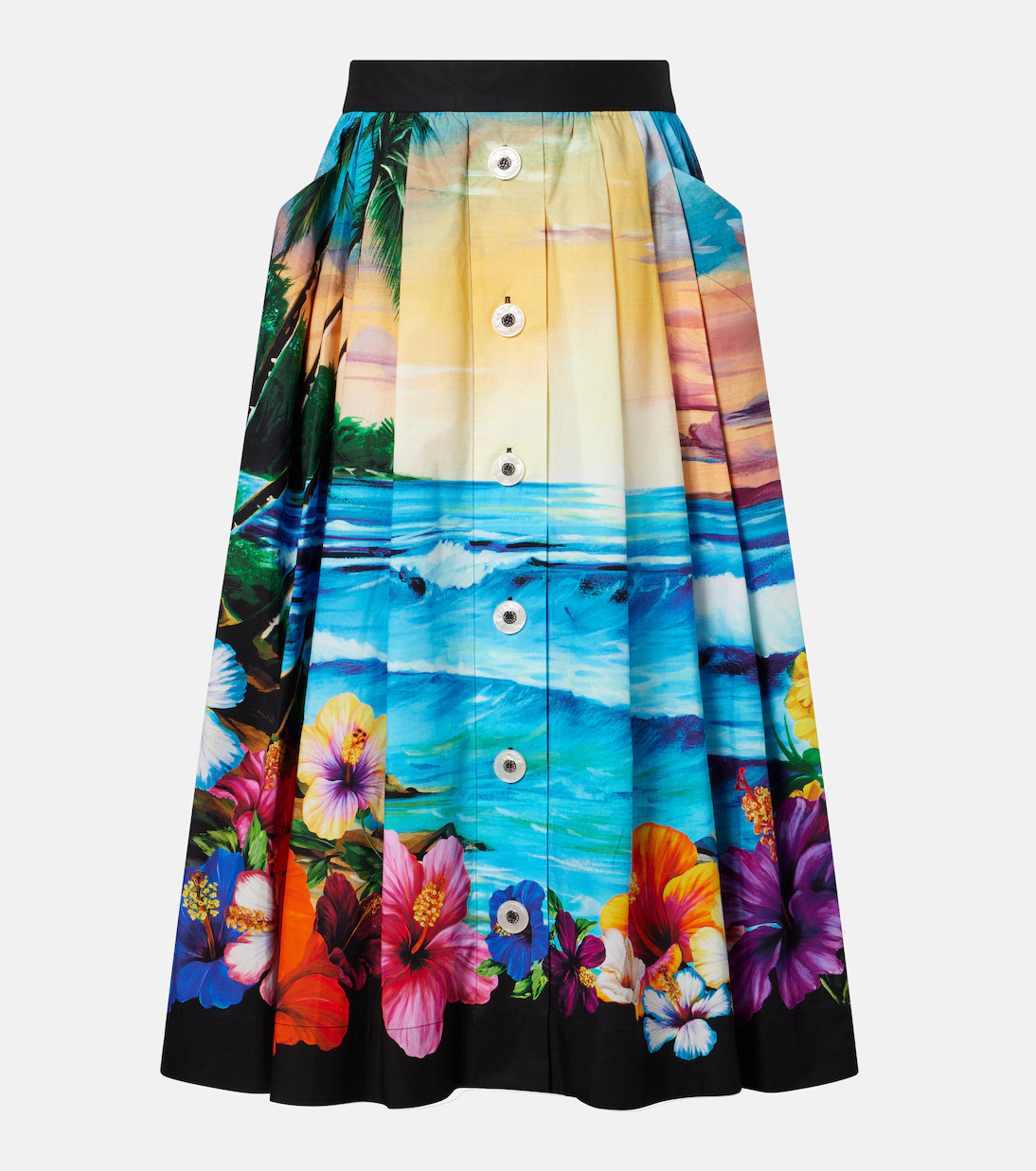 Pleated printed cotton midi skirt | Mytheresa (INTL)