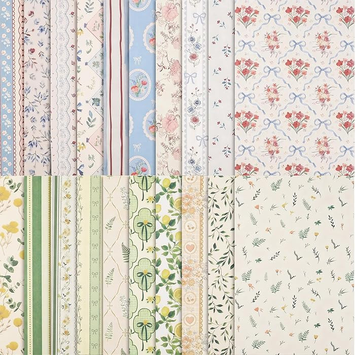 BESARME 60 Sheets Scrapbook Paper, 5.5\u00d78.3in Double Sided Floral Craft Paper for DIY Scrapbo... | Amazon (US)