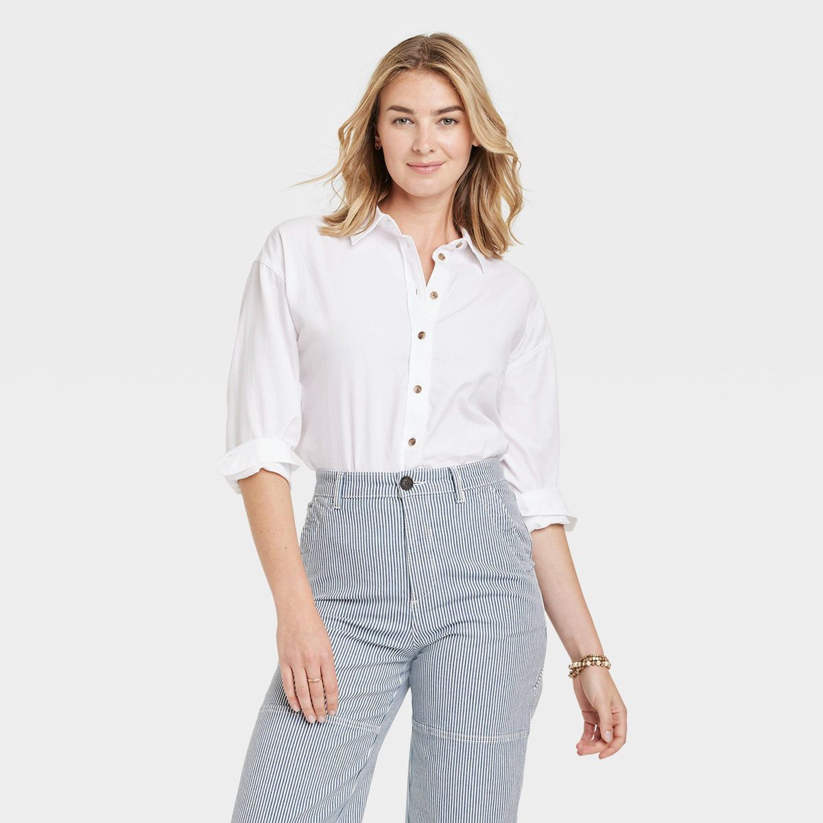 Women's Long Sleeve Oversized Button-Down Shirt - Universal Thread™ White XXL | Target