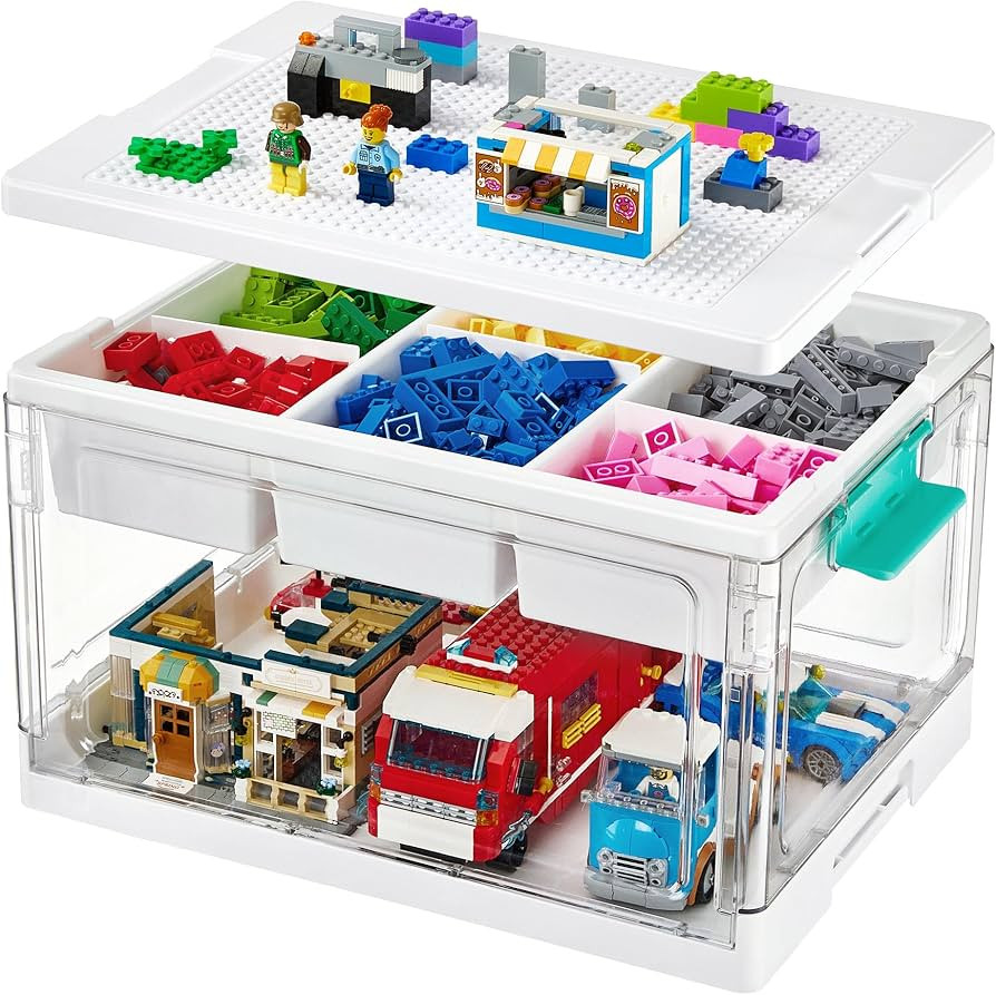 Vtopmart 24 QT Plastic Storage Box with Building Baseplate Lid and Removable Tray,Craft Organizer... | Amazon (US)