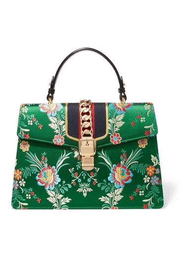 Gucci - Sylvie Large Chain-embellished Jacquard And Leather Tote - Green | NET-A-PORTER (US)