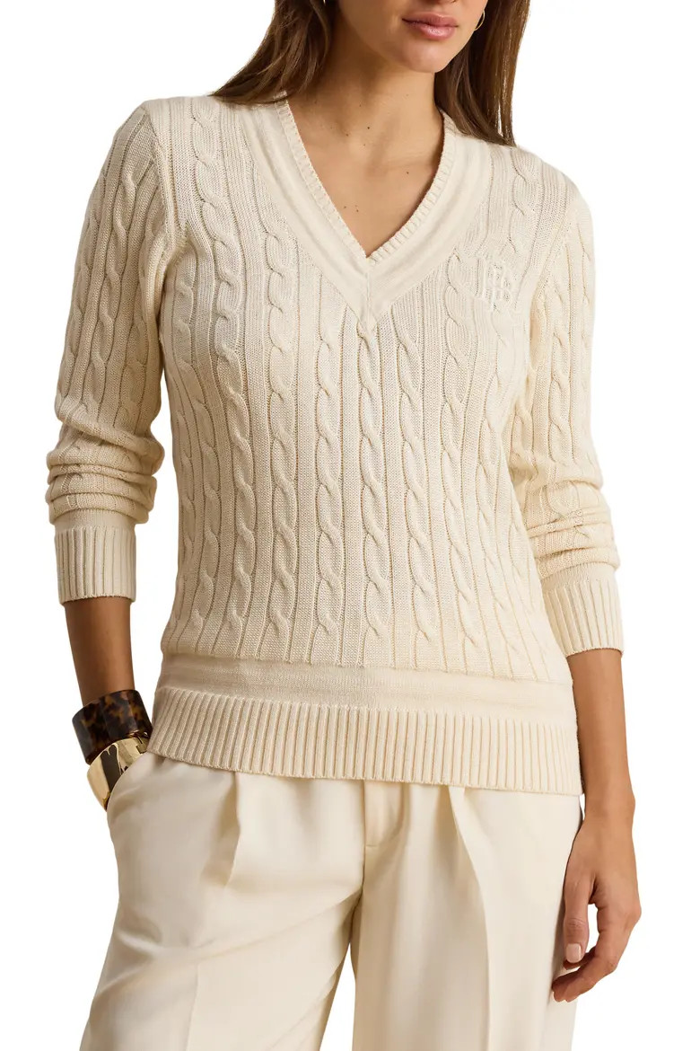 Cable Stitch V-Neck Sweater (Women) | Nordstrom | Nordstrom