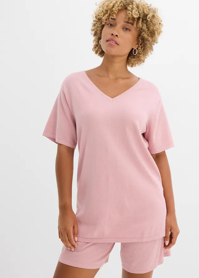 Gebreid shirt met linnen asroze | Bonprix NL (Influencer)