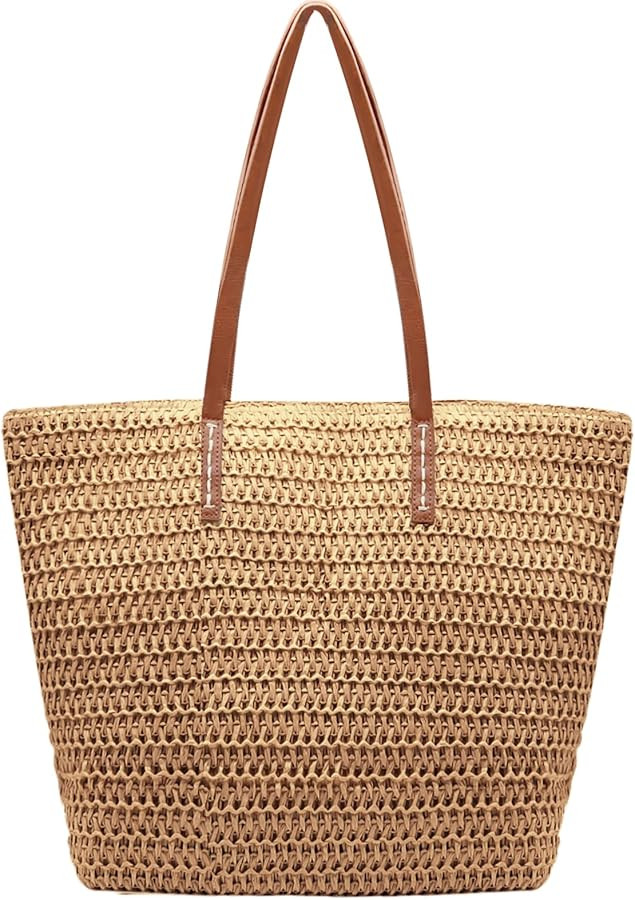 Crbeqabe Straw Beach Tote Bag for Women Large Woven Shoulder Handbag Straw Bag for Summer Beach V... | Amazon (US)