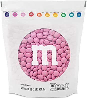 M&M’S Milk Chocolate Pink Candy - 2lbs of Bulk Candy in Resealable Pack for Candy Buffet, Baby ... | Amazon (US)