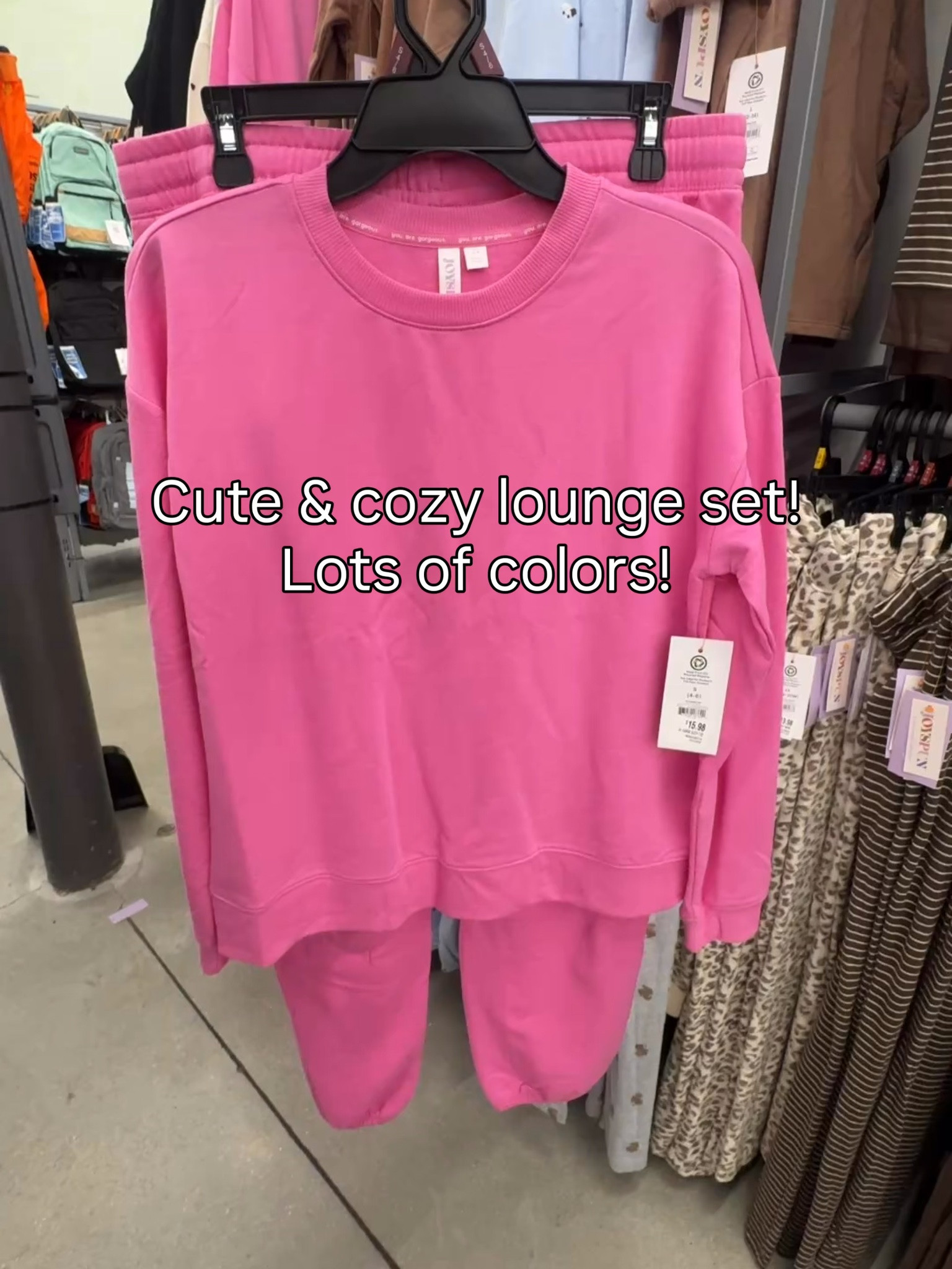 Pink fleece lounge set from Walmart!