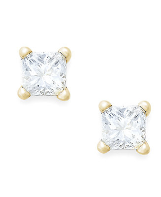 Princess-Cut Diamond Stud Earrings in 10k Gold (1/10 ct. t.w.) - Macy's | Macy's