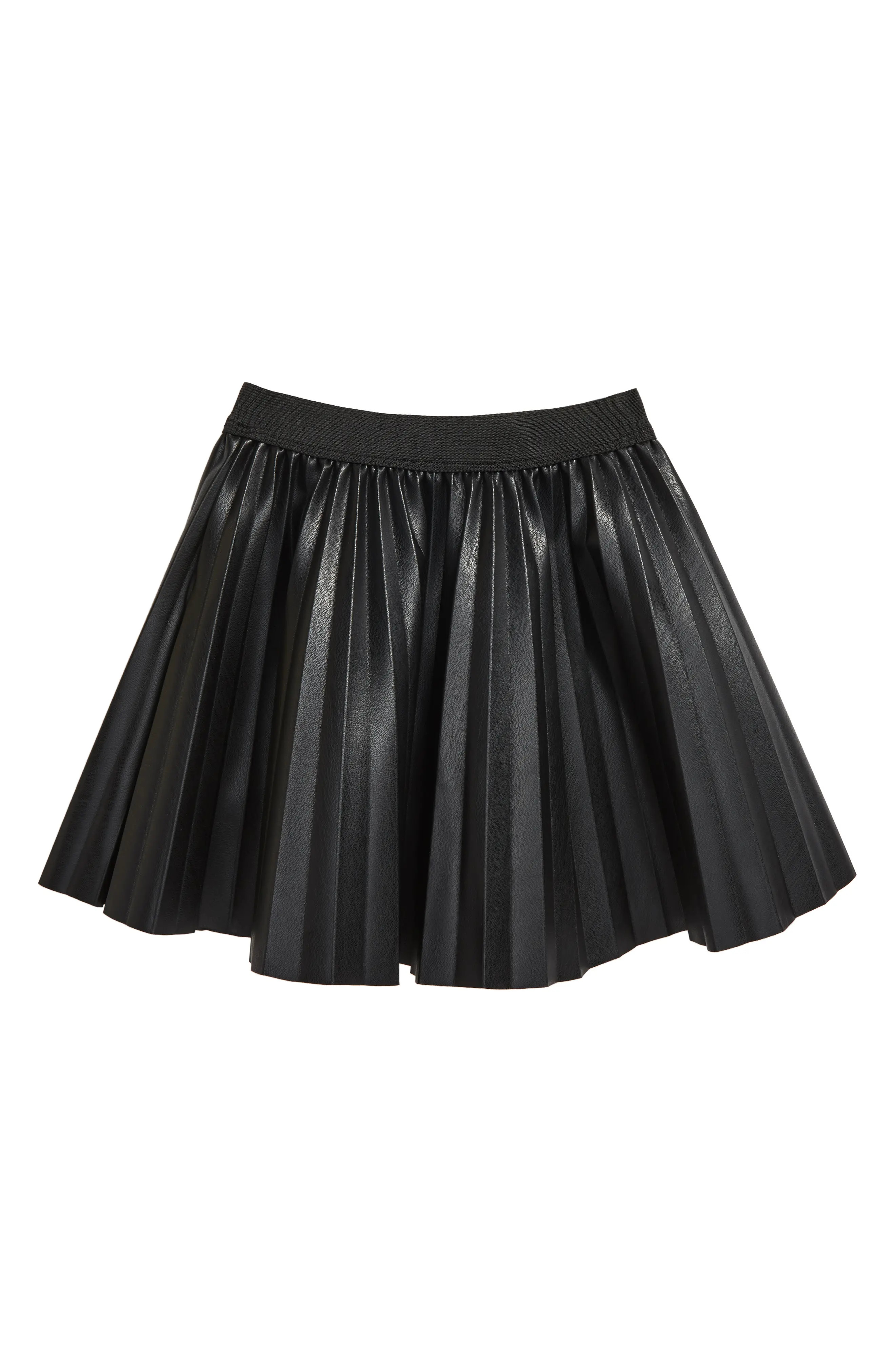 Girl's Truly Me Kids' Pleated Faux Leather Skirt, Size 4 - Black | Nordstrom