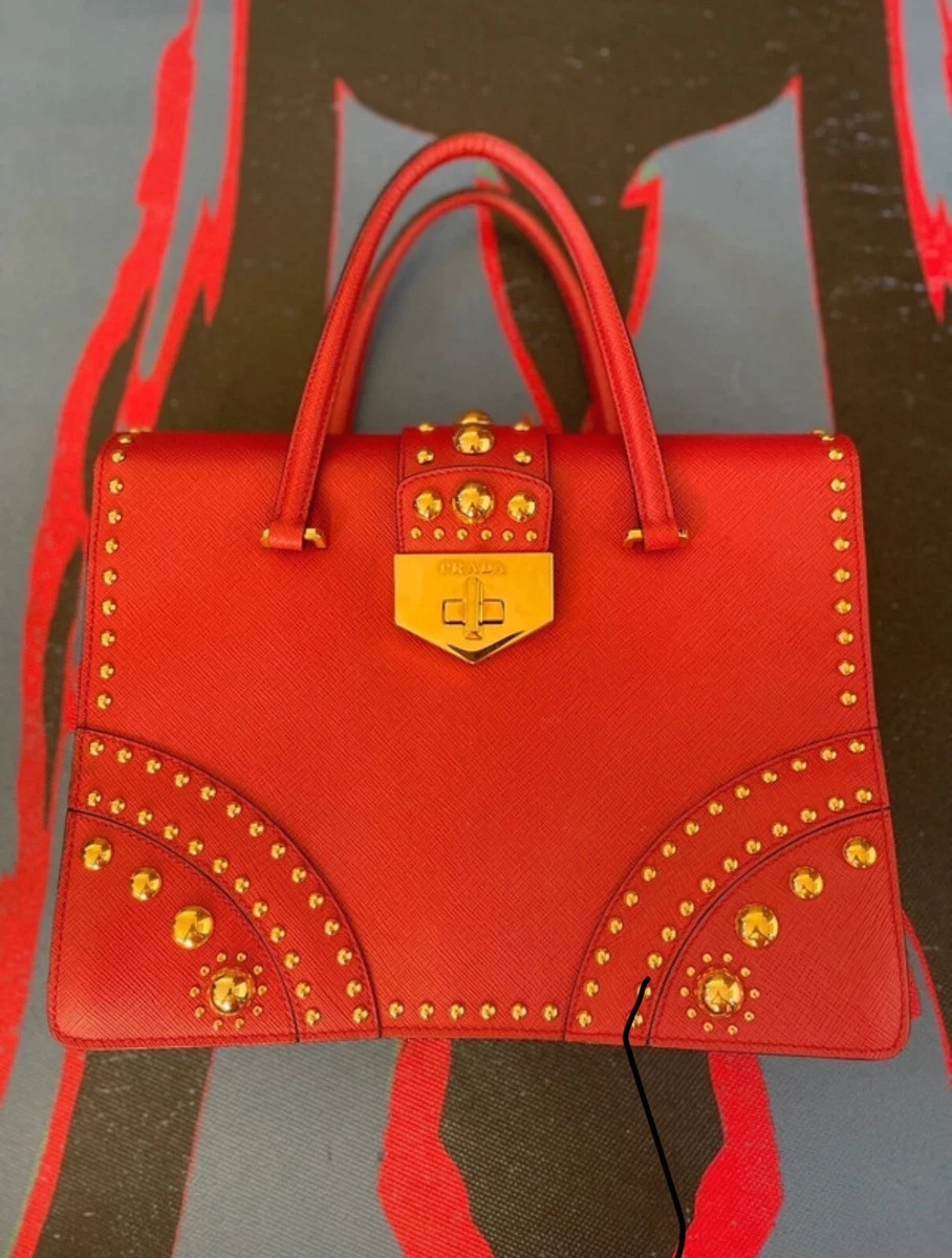 PRADA Fuoco Lux Studded Handle bag ❤️ Limited Edition B2725M 🌠  | eBay | eBay US