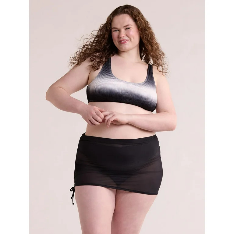 No Boundaries Juniors Shirred Mesh Coverup Skirt, Sizes XS-XL | Walmart (US)