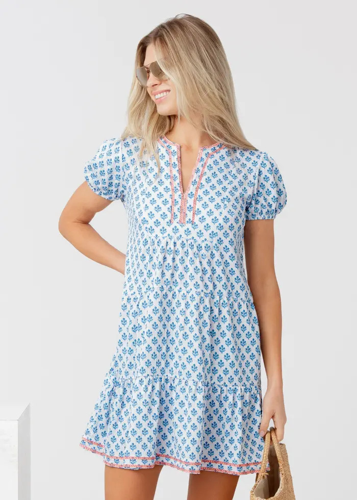 Embroidered Short Sleeve Tiered Dress | Nordstrom