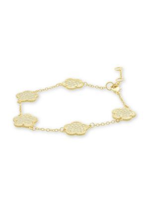 JanKuo Flower 14K Goldplated &amp; Cubic Zirconia Bracelet on SALE | Saks OFF 5TH | Saks Fifth Avenue OFF 5TH