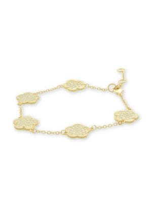JanKuo Flower 14K Goldplated &amp; Cubic Zirconia Bracelet on SALE | Saks OFF 5TH | Saks Fifth Avenue OFF 5TH (Pmt risk)