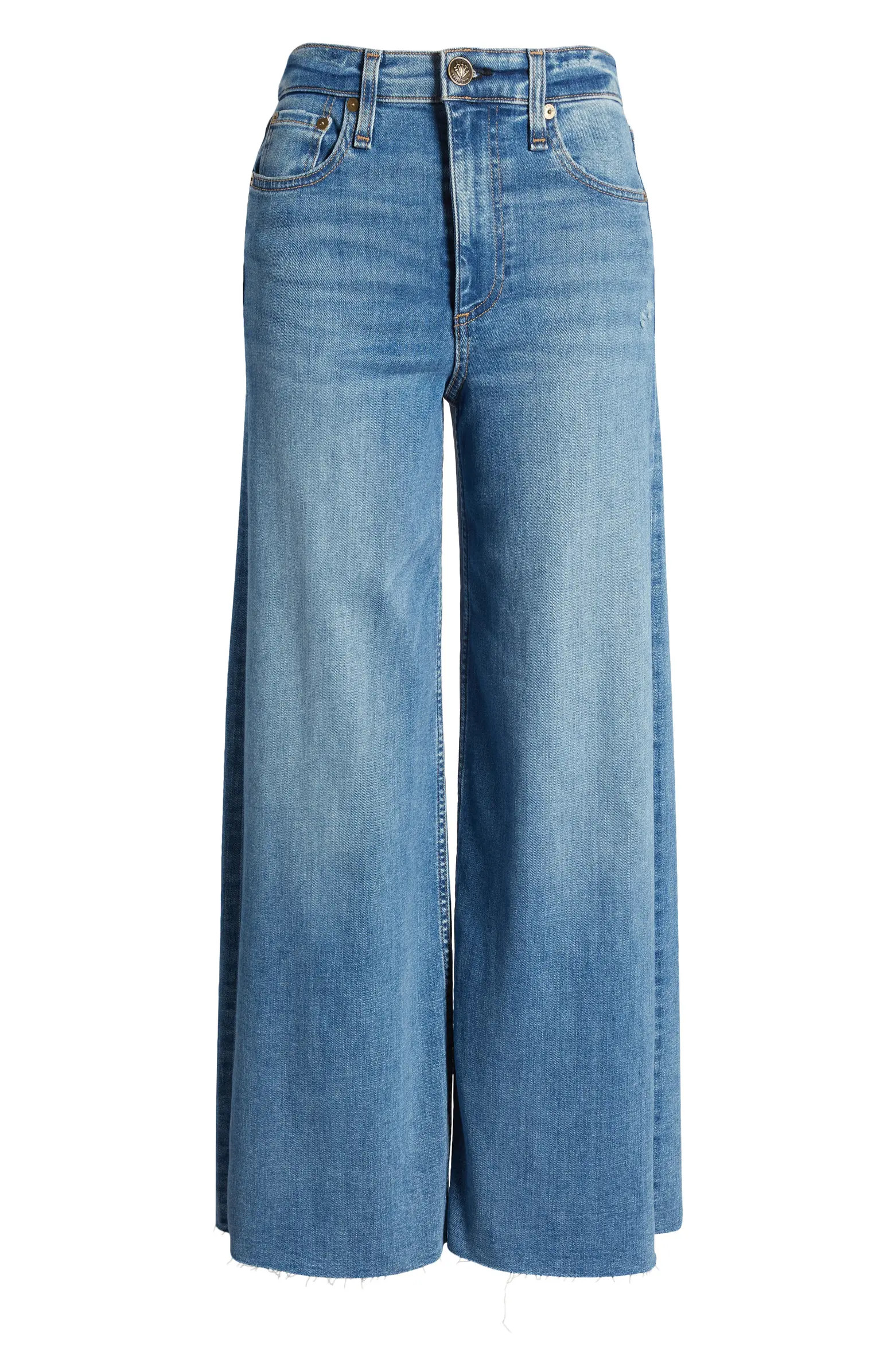 Sofie Raw Hem High Waist Crop Wide Leg Jeans | Nordstrom